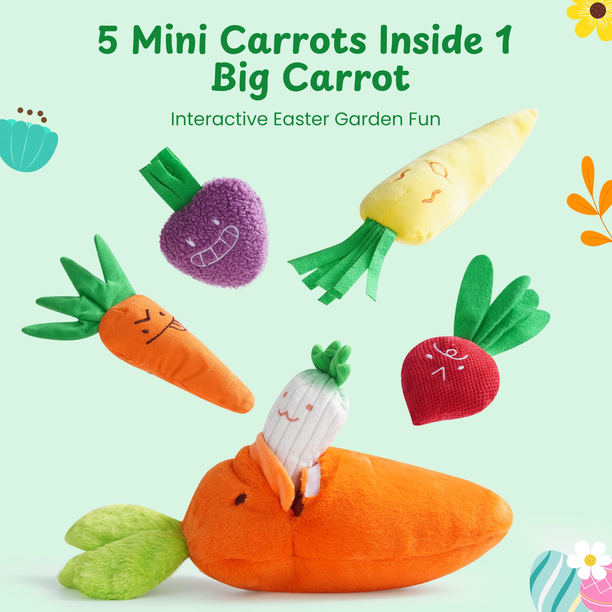 Nocciola Easter Squeaky Carrot Dog Toy