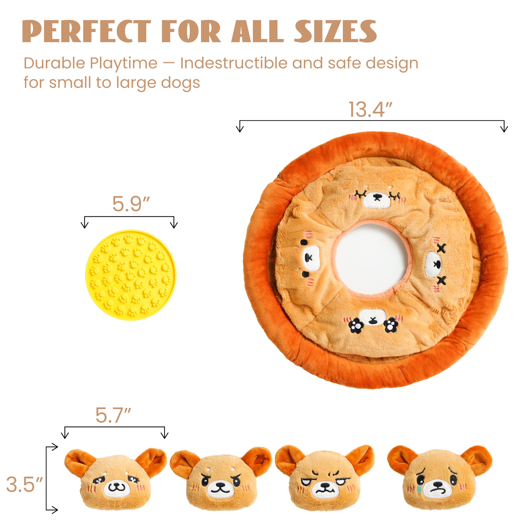 Nocciola 6-in-1 Bear Squeaky Enrichment Dog Toys