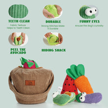 Load image into Gallery viewer, 15 Pack Grocery Bag Fruit &amp; Vegetable Crinkle Dog Squeaky Toys with a Basket

