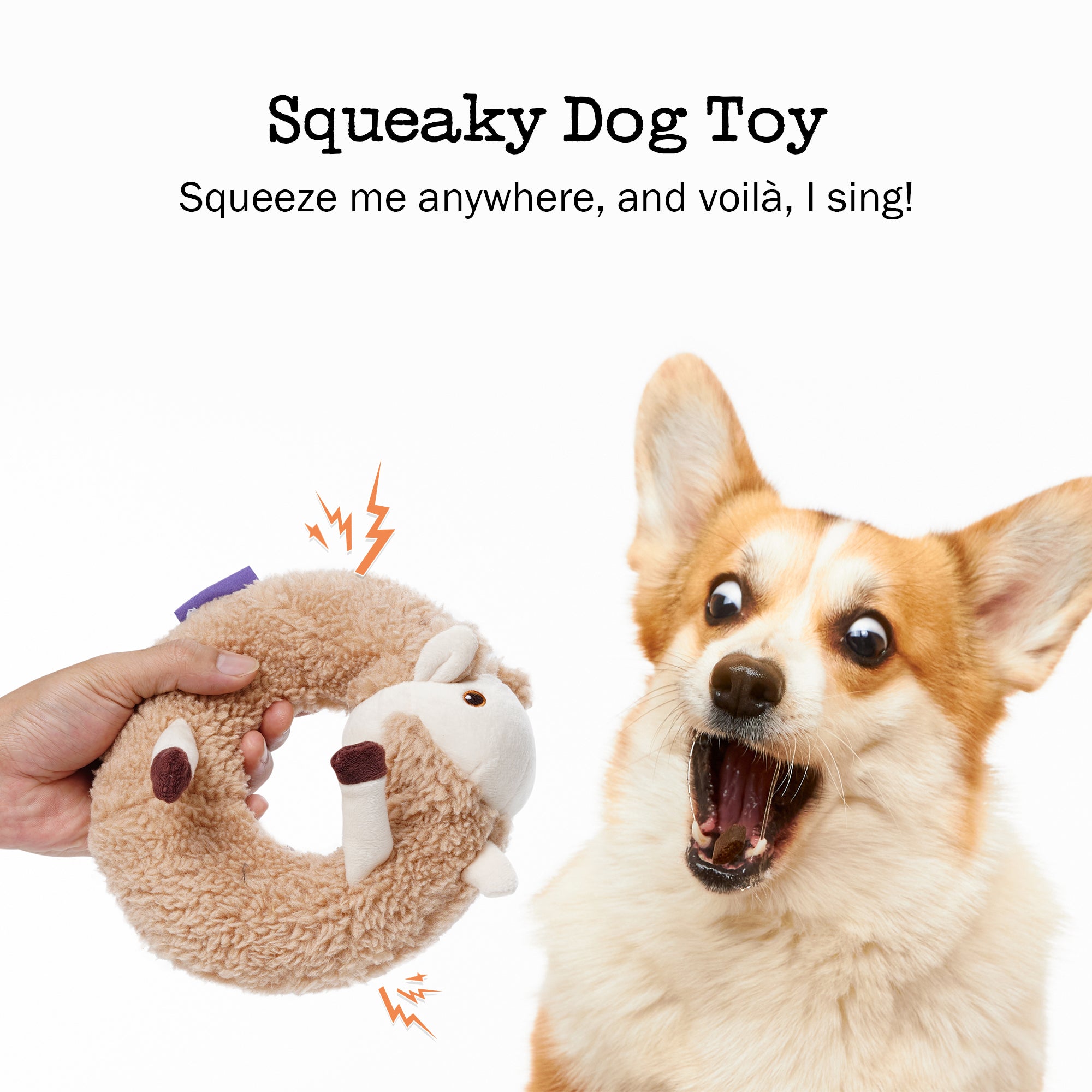 Fuzzwoof Quietschendes Plüsch-Alpaka-Hundespielzeug für kleine, mittelgroße und große Hunderassen