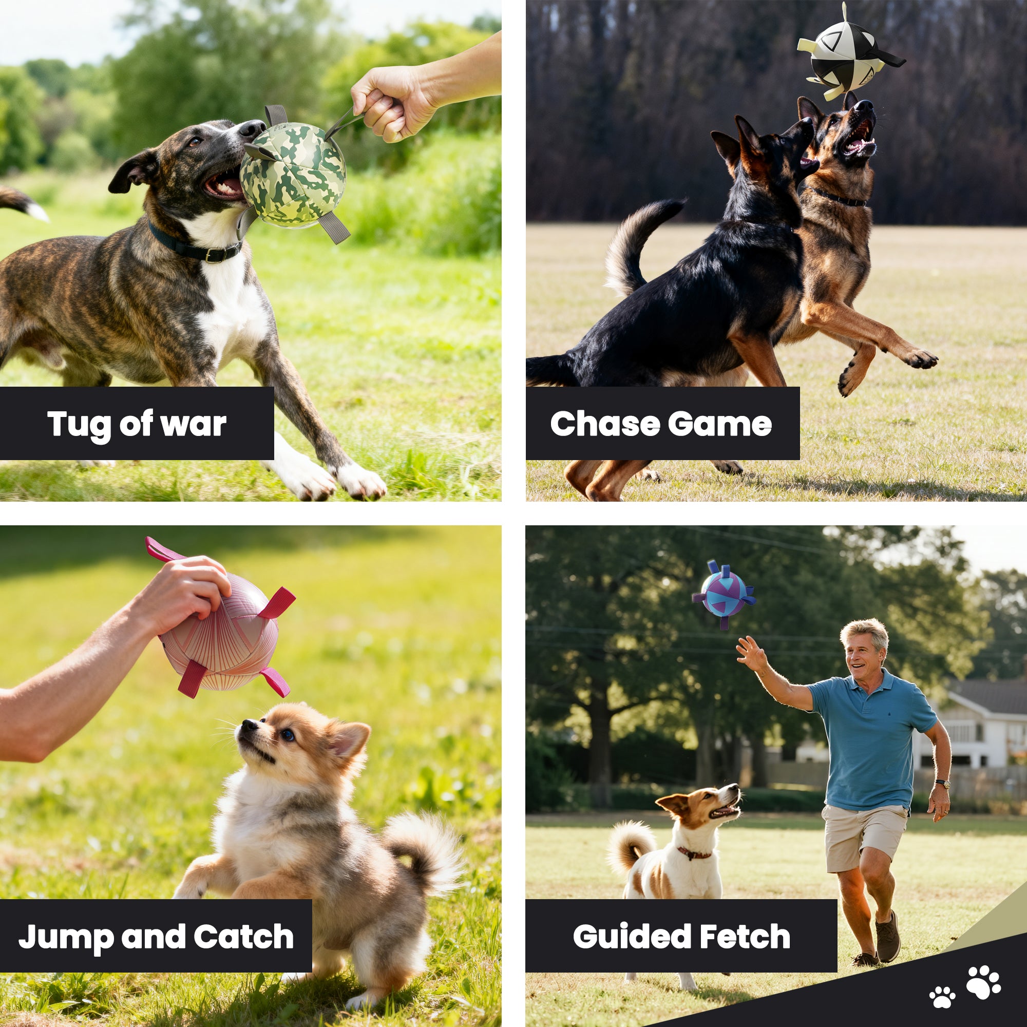 Nocciola Magic Pup Soccer Ball with Straps Dog Toy - Angle View | Nocciola Pet Toys