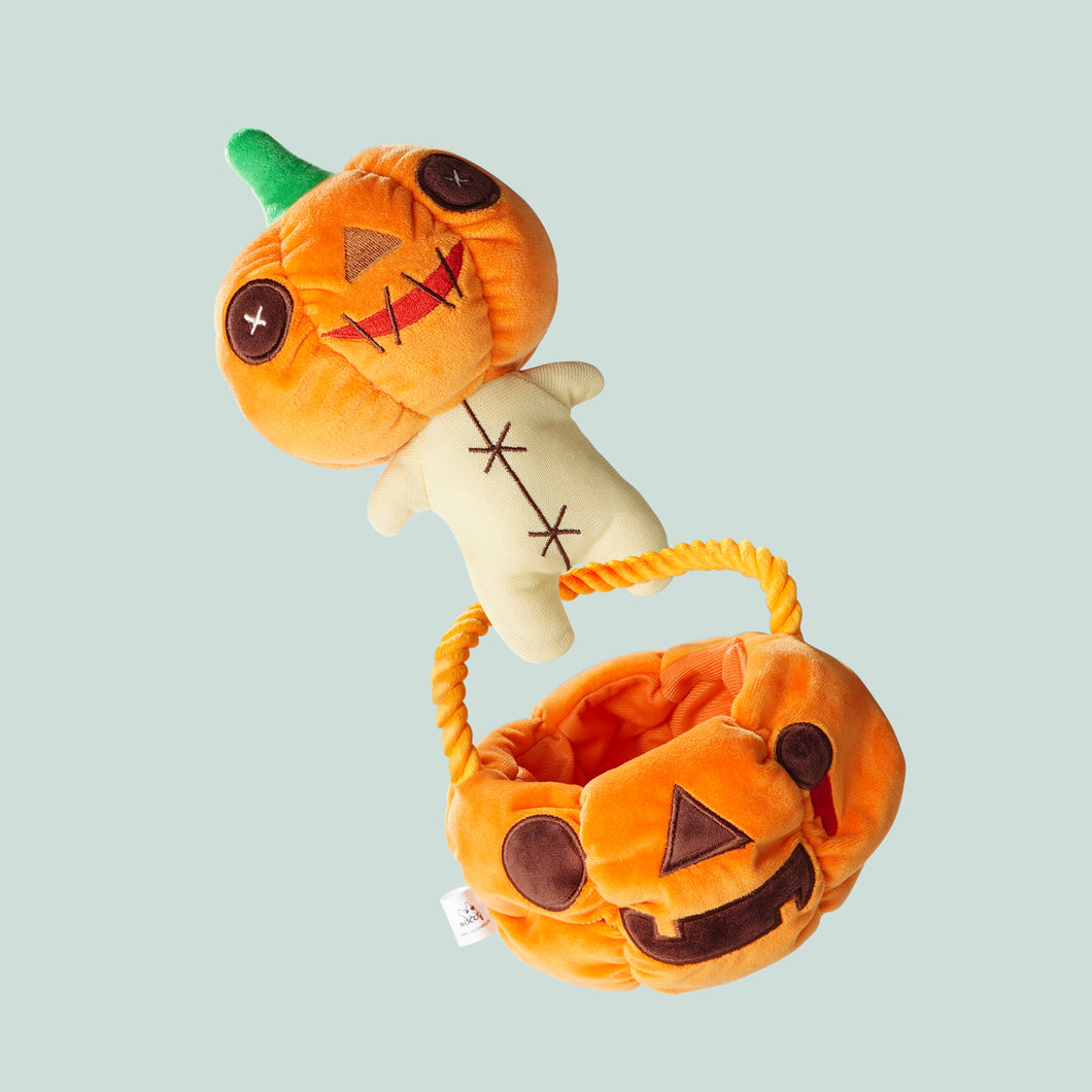 Nocciola 2PCS Halloween Dog Toys | Pumpkin Basket with Cute and Scary Pumpkin