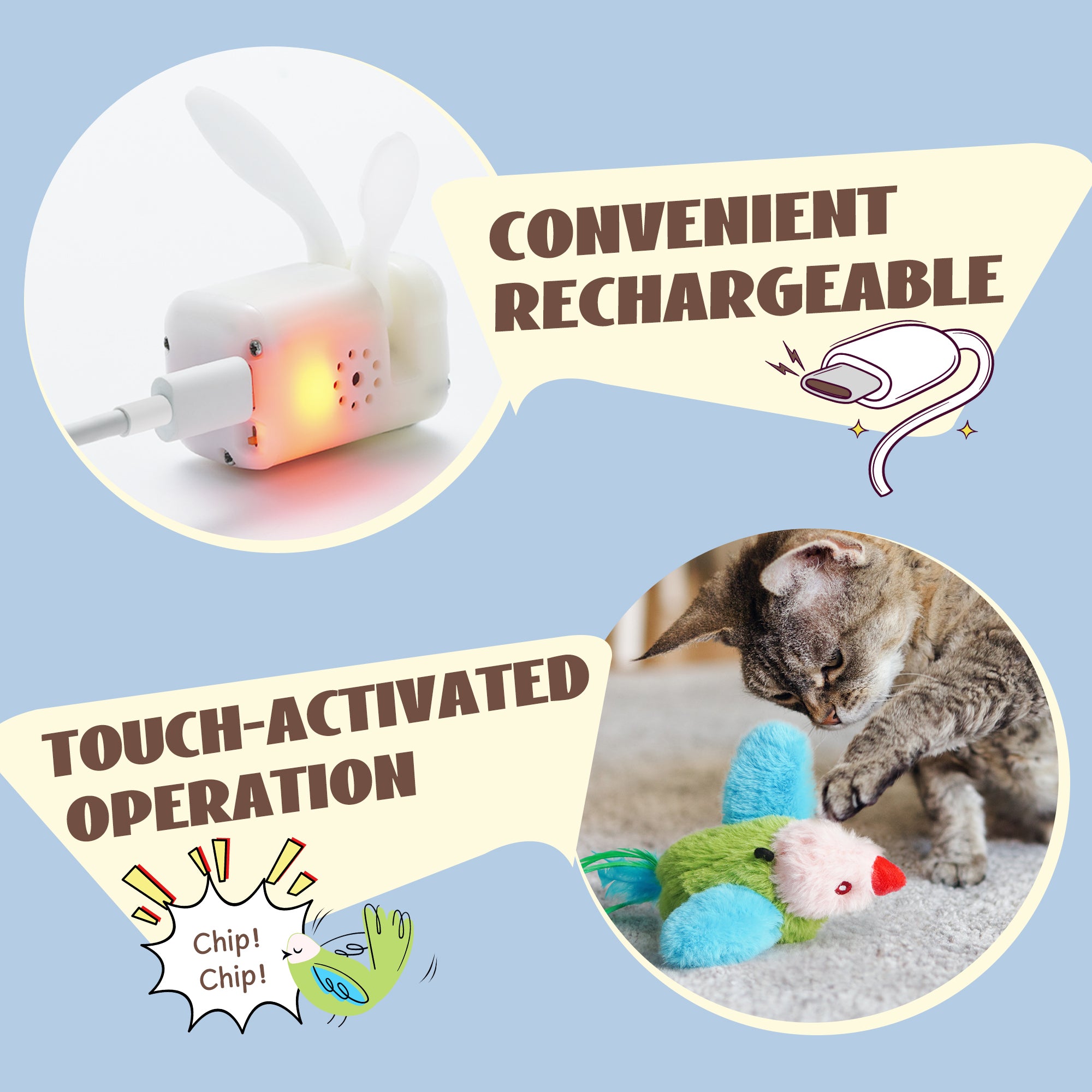 Colorful Flapping Bird Cat Toy
