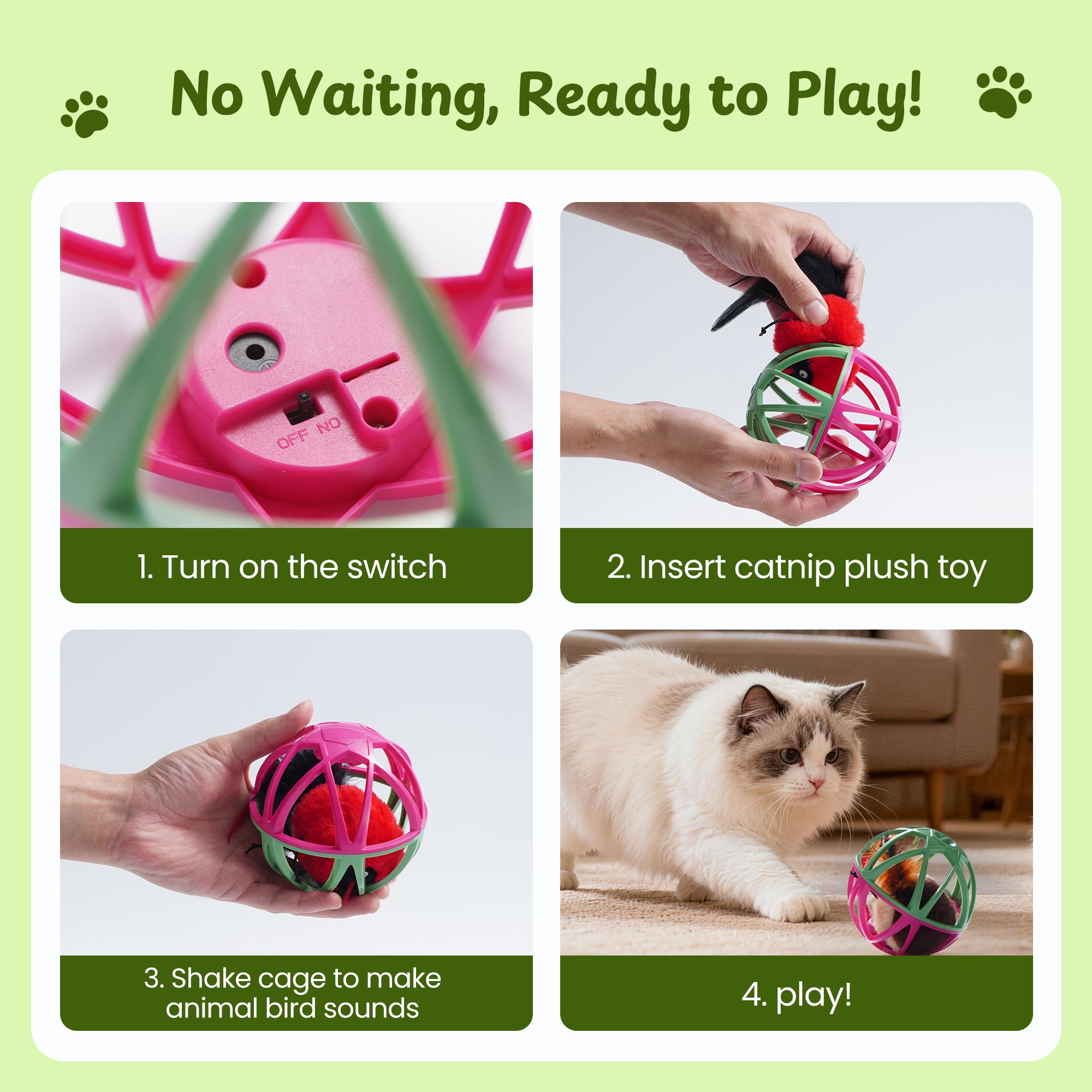 Interactive Ball Cage Cat Toy with Realistic Bird Sounds