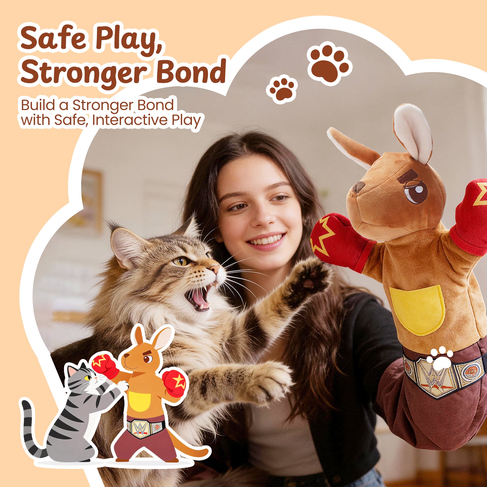 Rumble Roo Cat Wrestling Toy - Back View | Nocciola Pet Toys