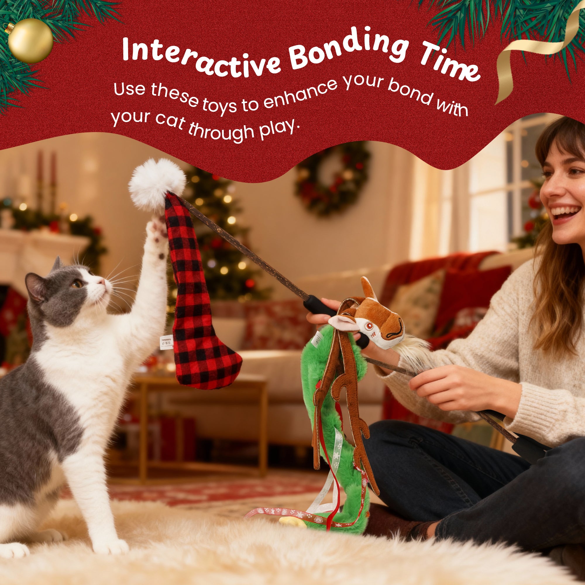 3 Pack Christmas Cat Toys