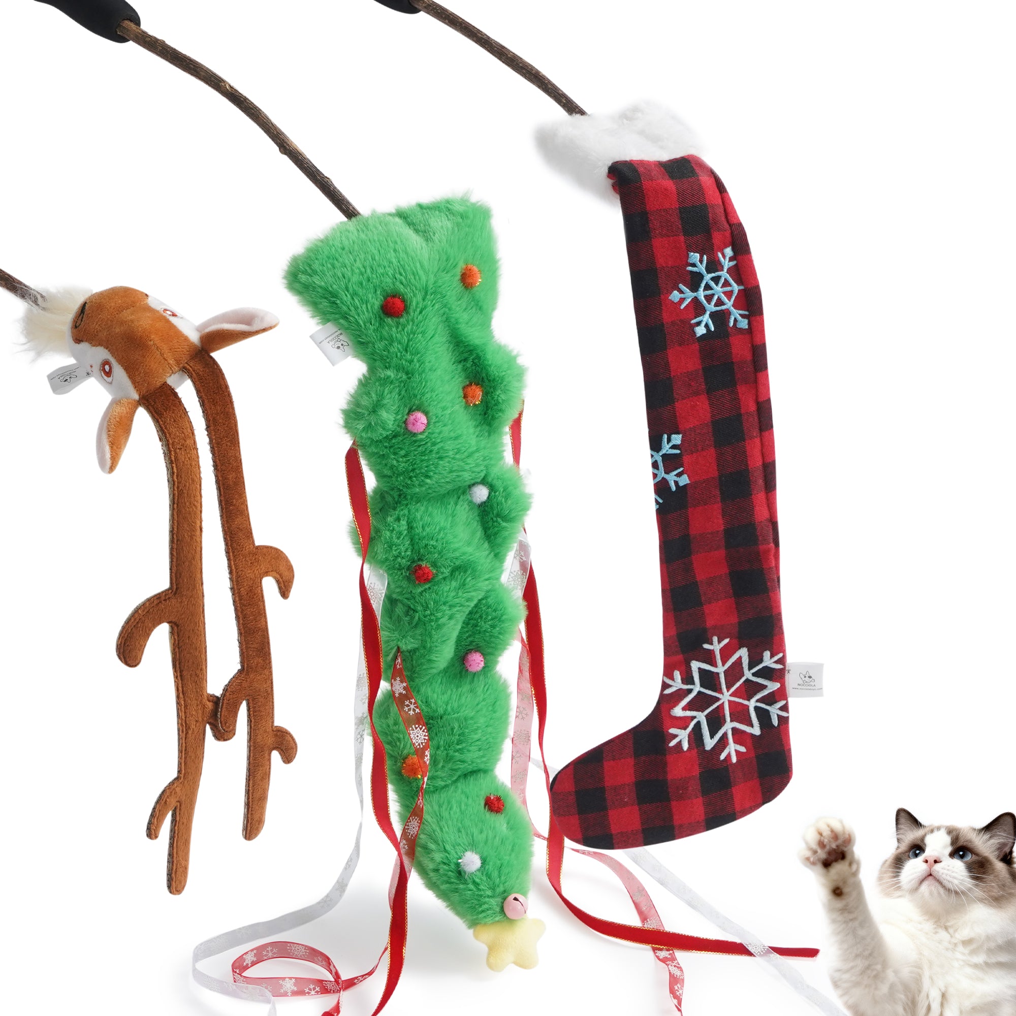 3 Pack Christmas Cat Toys