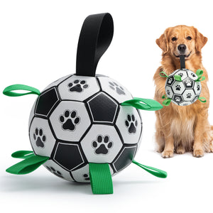 Nocciola Soccer Ball with Straps Dog Toy, Black/White | Nocciola Pet Toys