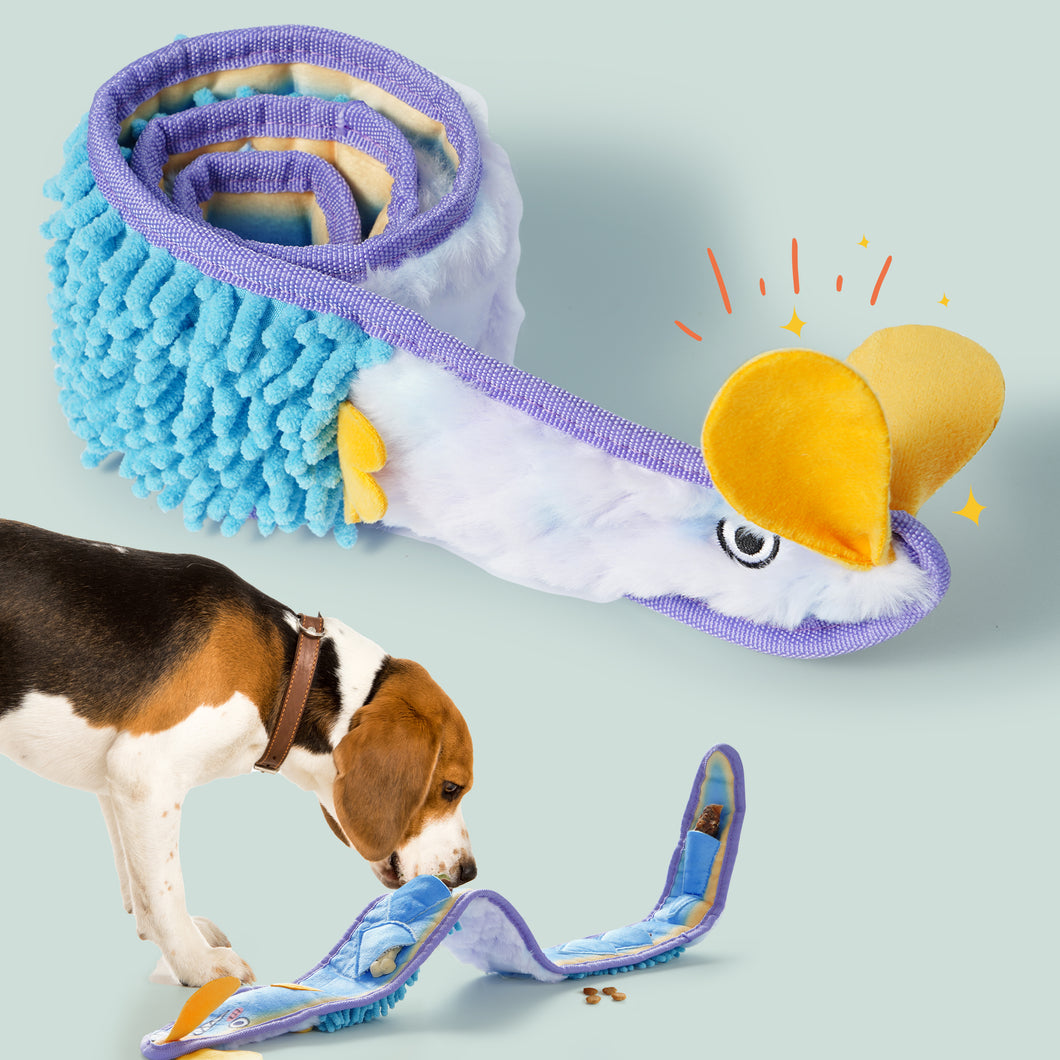 Nocciola No Stuffing EEL Crinkle Snuffle Dog Squeaky Toys - Durable Dog Toys for Tug of War
