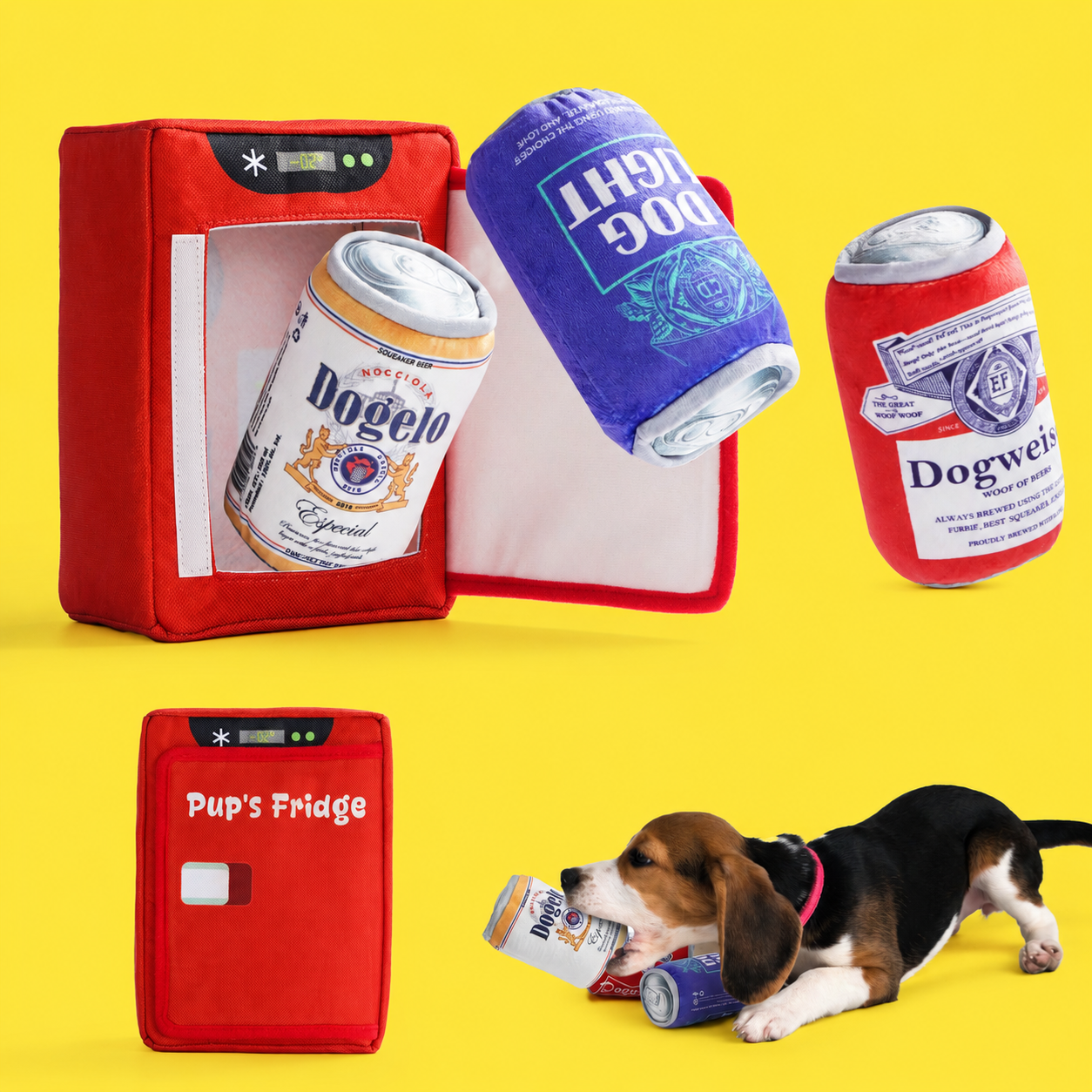 3 Packs Funny Beer Dog Toys with a Fridge