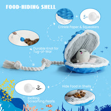 Load image into Gallery viewer, Nocciola 4 PCS Crinkle Squeaky Dog Toys | Octopus, Shark, Hermit Crab &amp; Sea Shell
