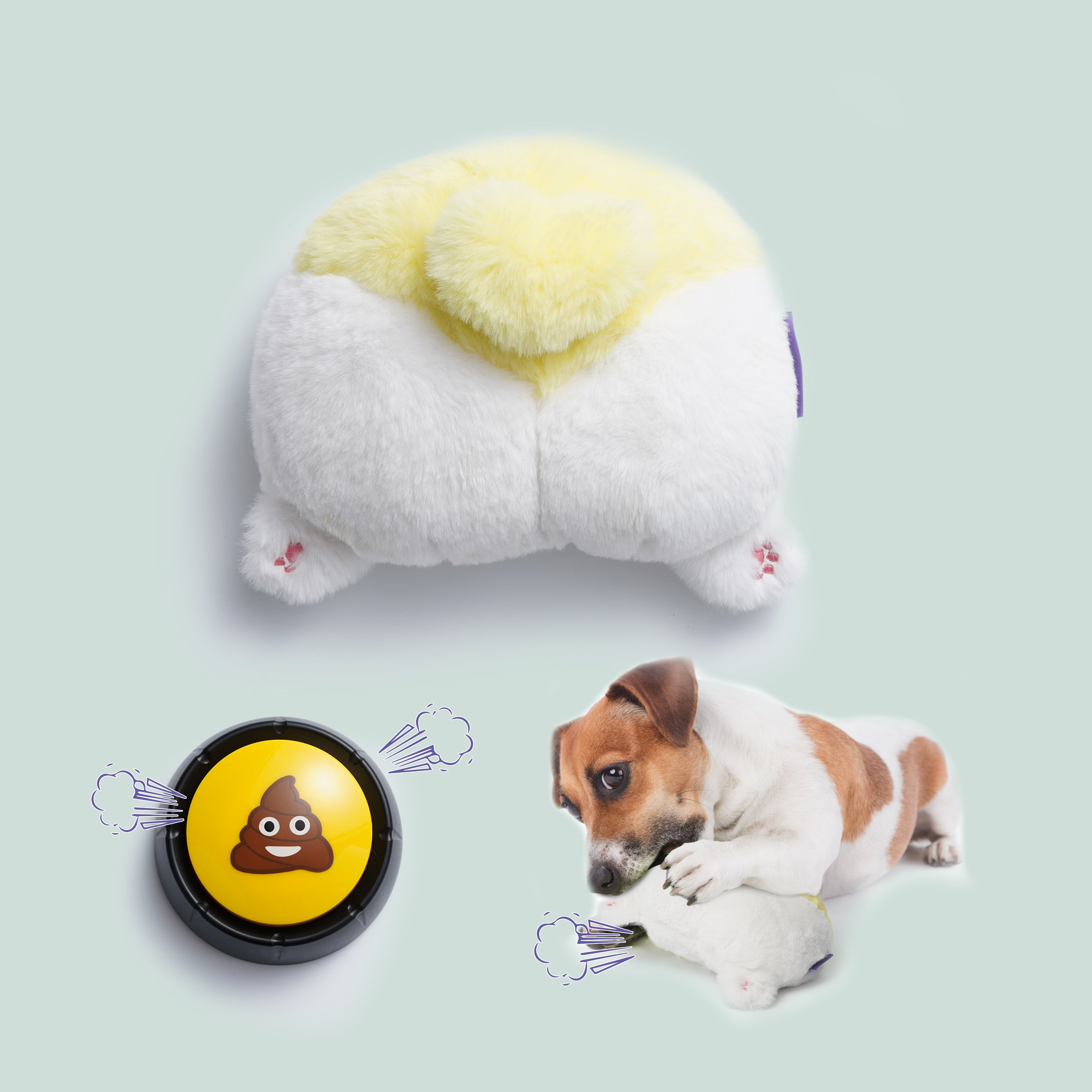 Fuzzwoof – Lustiges, furzendes Corgi-Hintern-Plüsch-Hundespielzeug für Welpen, kleine, mittelgroße und große Hunde