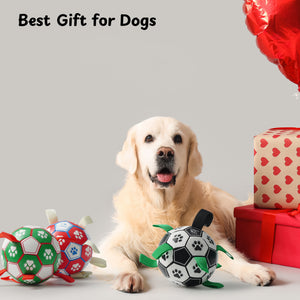 Nocciola Soccer Ball with Straps Dog Toy, Black/White - Back View | Nocciola Pet Toys