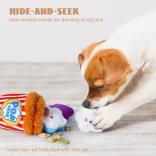Load image into Gallery viewer, Nocciola Popcorn Squeaky Hide and Seek Plush Dog Toys Interactive

