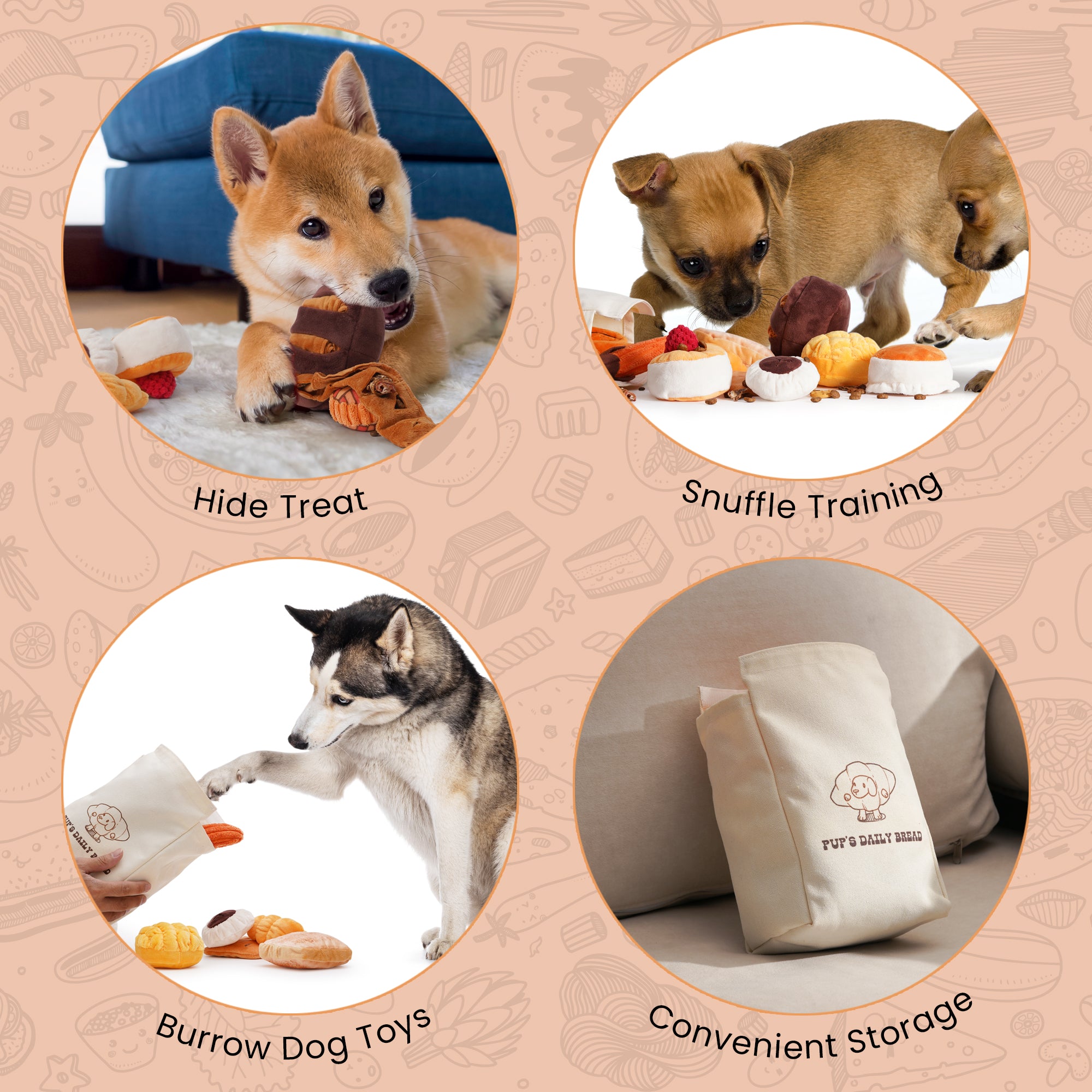 Dog toys with squeakers Nocciola 10 Pack Bread Dog Toys – Nocciola.fun