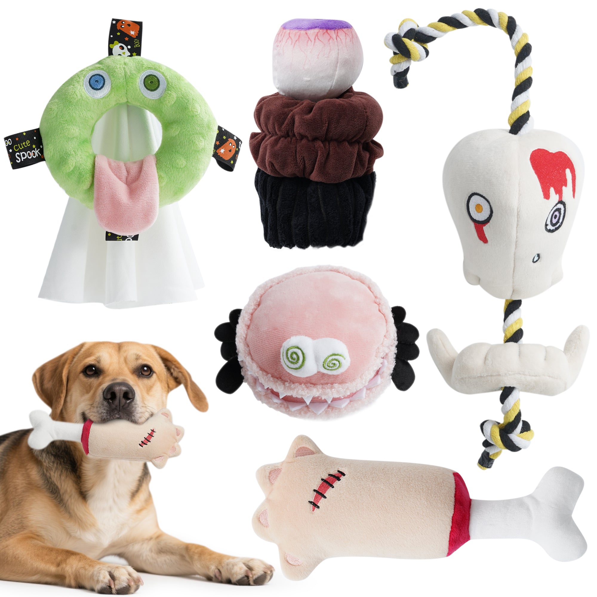 5 PCS Spooky Halloween Dog Squeaky Toys