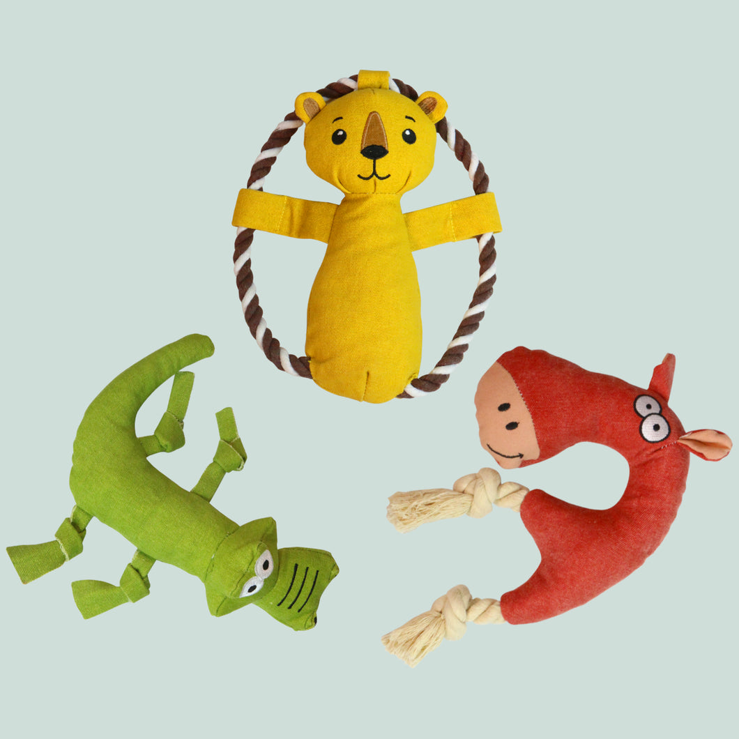 Nocciola Dog Interactive Squeaky Toys Cute Plush Toys Small Medium & Large Dogs(Lion&Crocodile&hippo）