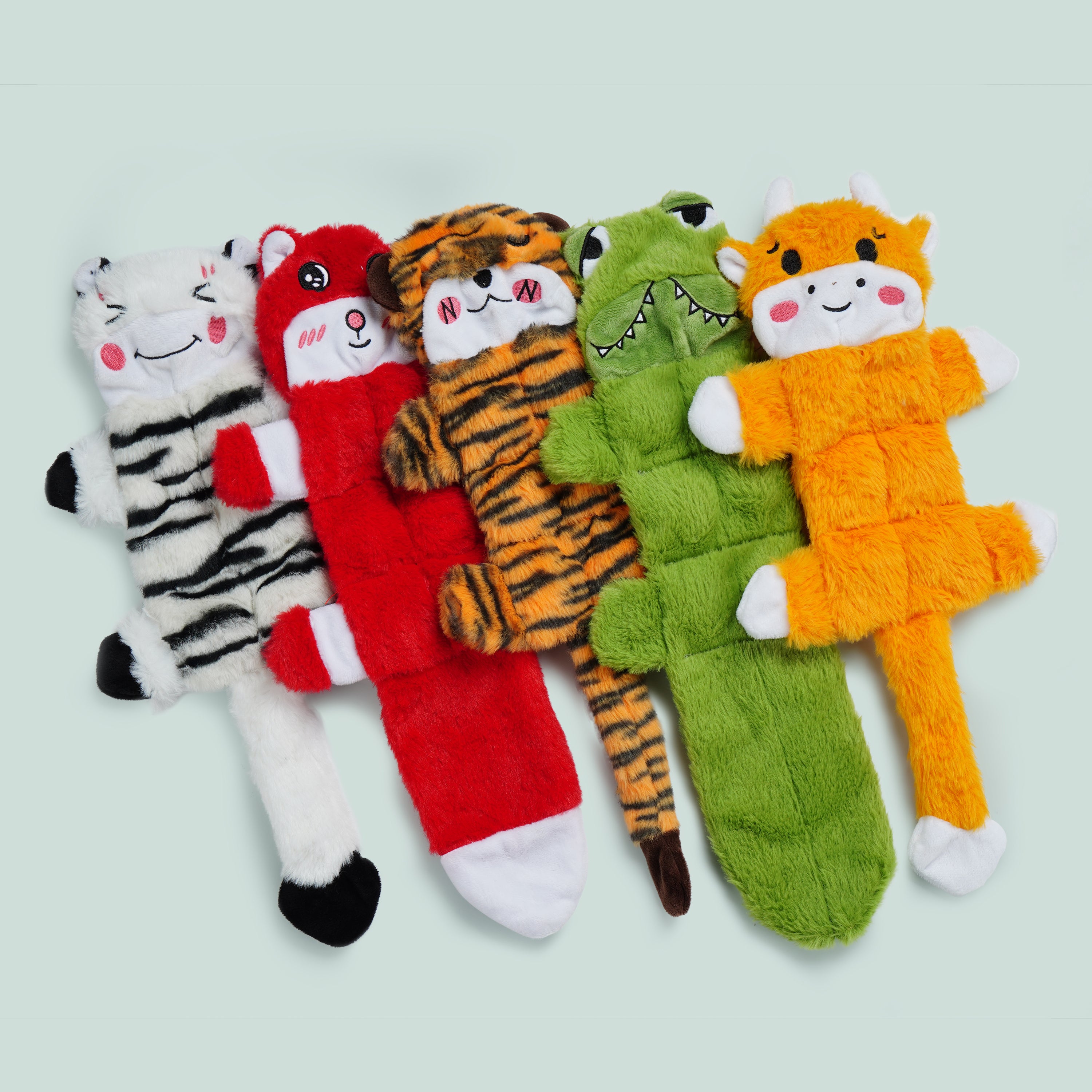 Nocciola 5-teiliges Knister-Quietschspielzeug für Hunde | Plüsch-Hundespielzeug-Set ohne Füllung für kleine bis große Hunde