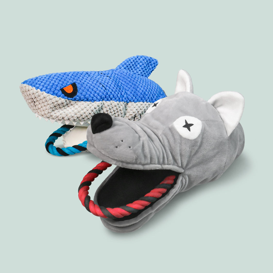 Nocciola Dog Interactive Squeaky Toys Cute Plush Toys for Small Medium & Large Dogs(Shark&Walf)